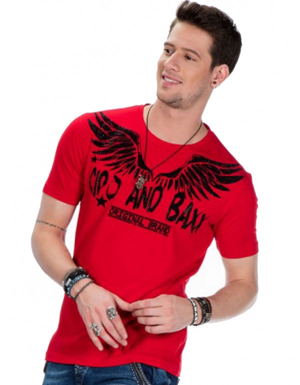 Брендовая мужская футболка Cipo & Baxx CT411 RED с наличием в Москве