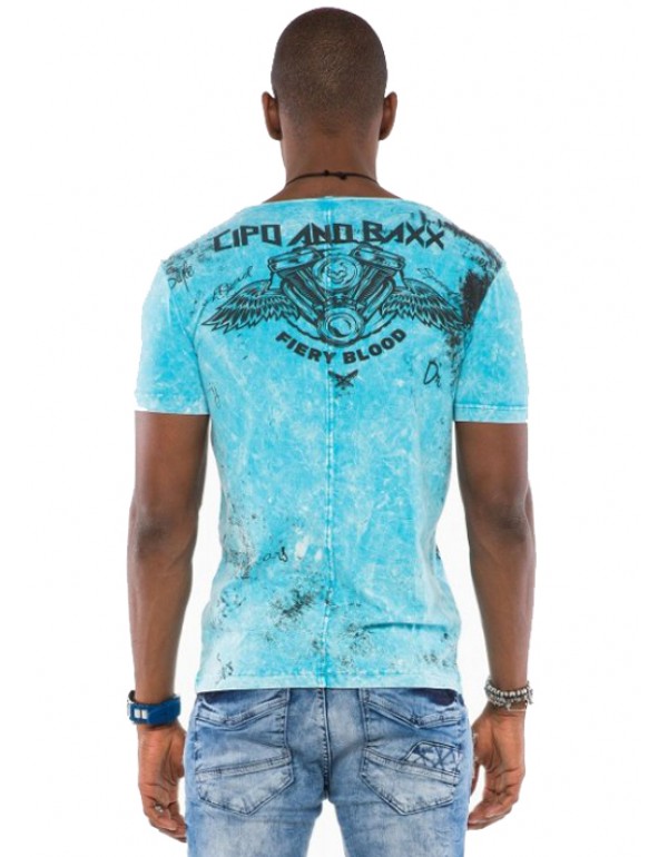 Брутальная мужская футболка Cipo & Baxx CT504 BLUE с наличием в Москве  