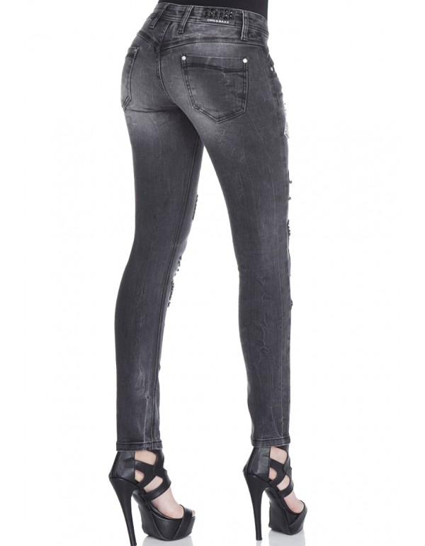 Брутальные женские джинсы Cipo & Baxx WD308 GREY с наличием в Москве