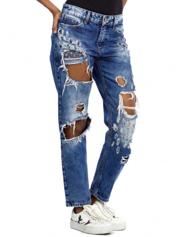 Брутальные женские джинсы Cipo & Baxx WD335 BLUE с наличием в Москве