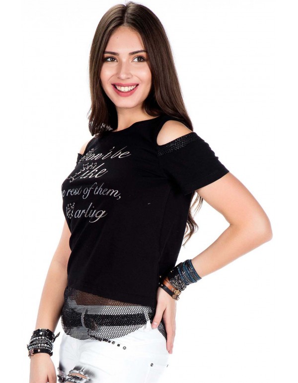 Брендовая женская футболка Cipo & Baxx WT213 BLACK с наличием в Москве
